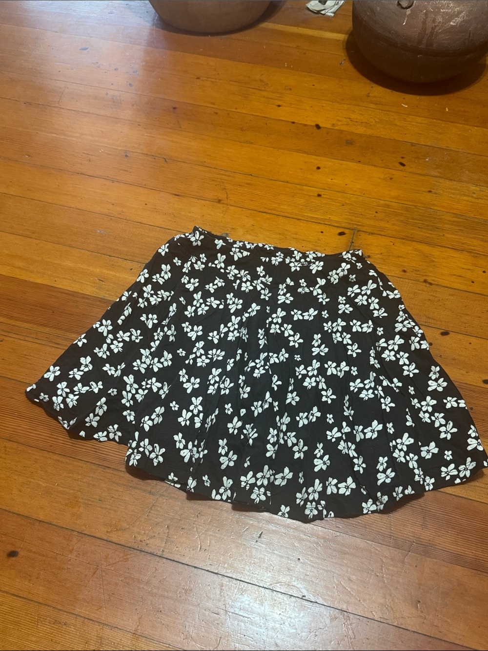 Toad&Co Black and White Floral Skater Skirt